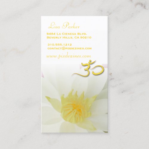 PixDezines purity white Lotus Om yoga healers Business Card