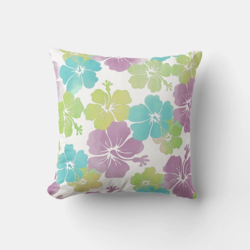 PixDezines purpl hibiscus leisdiy background Throw Pillow