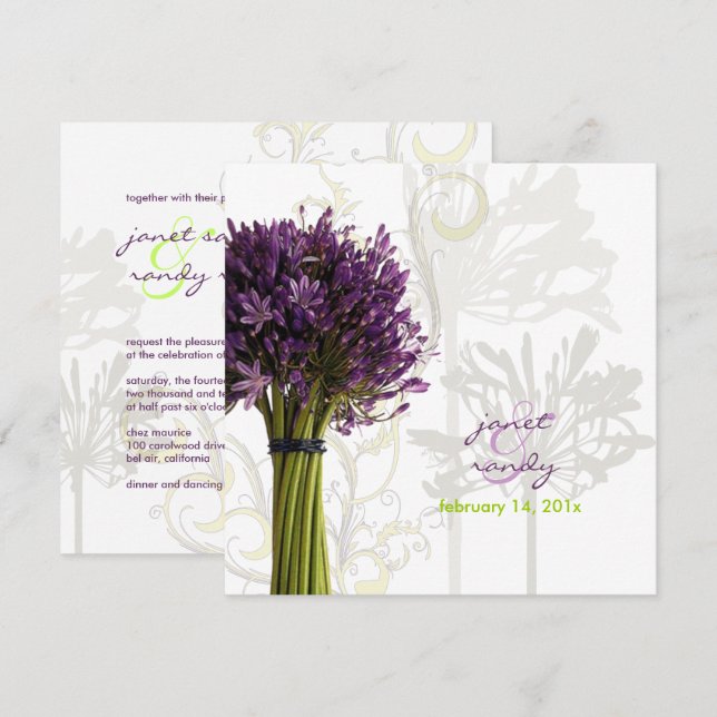 PixDezines Purple Agapanthus/DIY background color Invitation (Front/Back)