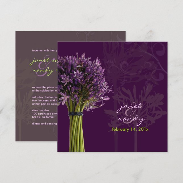 PixDezines Purple Agapanthus/DIY background color Invitation (Front/Back)