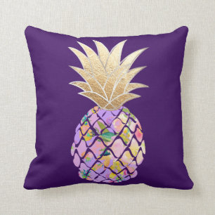 PixDezines Purple Aloha Pineapples/DIY background Throw Pillow