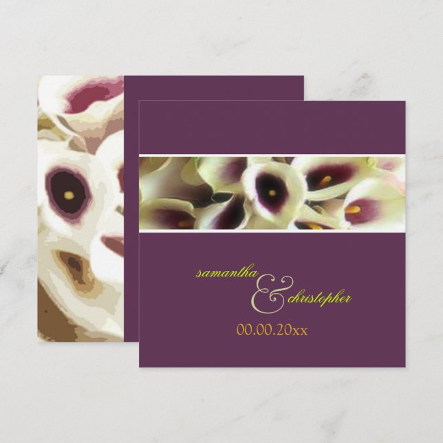 PixDezines purple calla lilies/diy color Invitation (Front/Back)