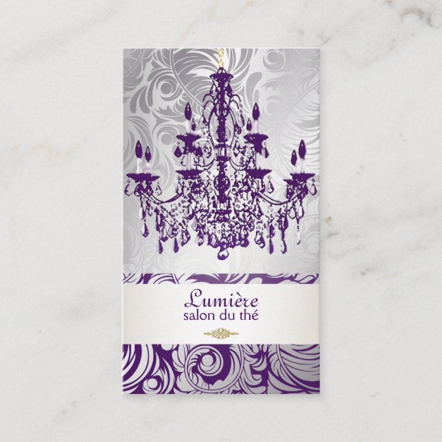 PixDezines purple chandelier/DIY color Business Card (Front)