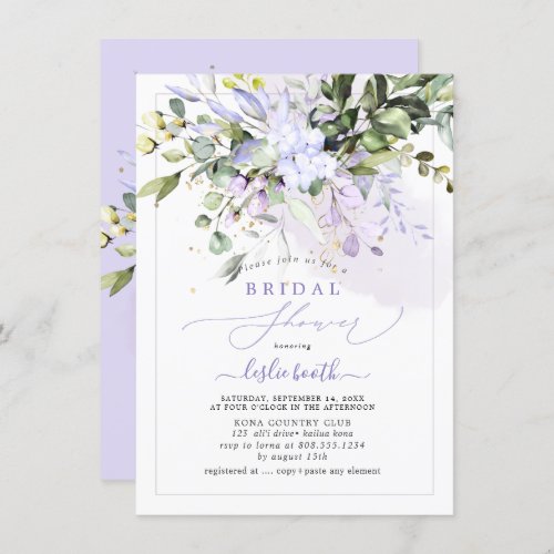 PixDezines Purple Gum Eucalyptus Bridal Shower Invitation