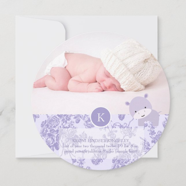 PixDezines purple hippo+toile Announcement (Front)