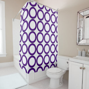 PixDezines Purple Mod Rings/DIY Bckgrnd Color Shower Curtain