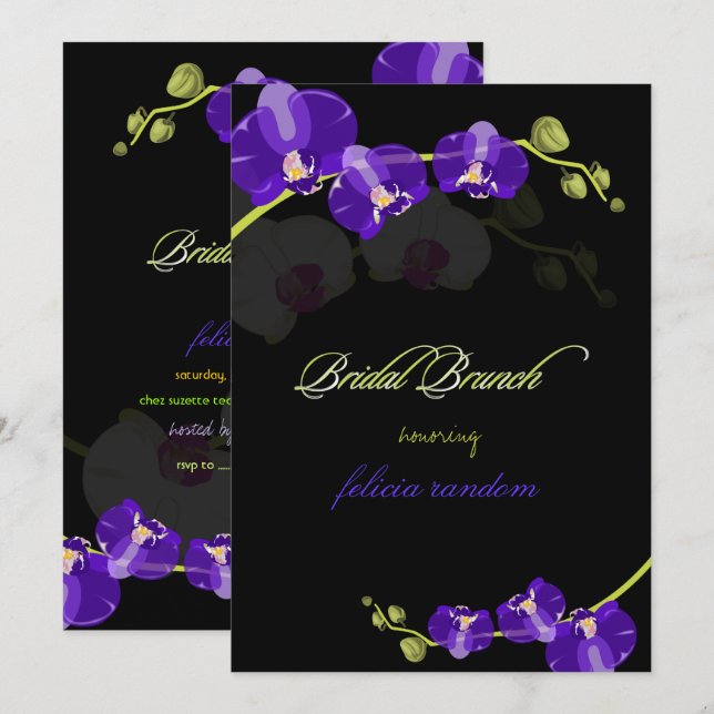 PixDezines PURPLE ORCHID/BRIDAL/diy background Invitation (Front/Back)
