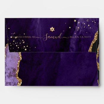 Pixdezines Purple Watercolor Agate Envelope by custom_mitzvah at Zazzle
