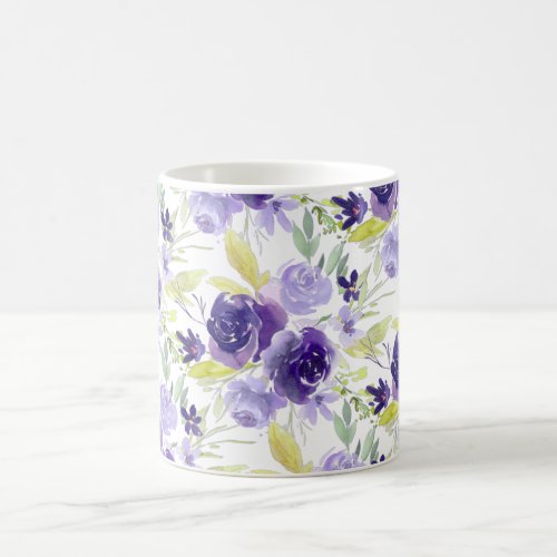 PixDezines Purple Watercolor Flowers Coffee Mug