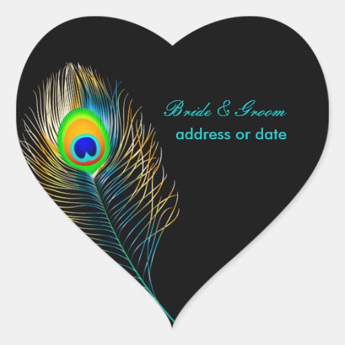 PixDezines Pzazz Peacock Featherdiy color Heart Sticker