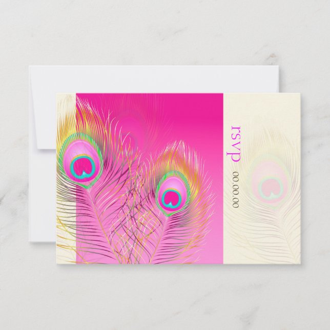 PixDezines Pzazz Peacock Feather RSVP Card (Front)