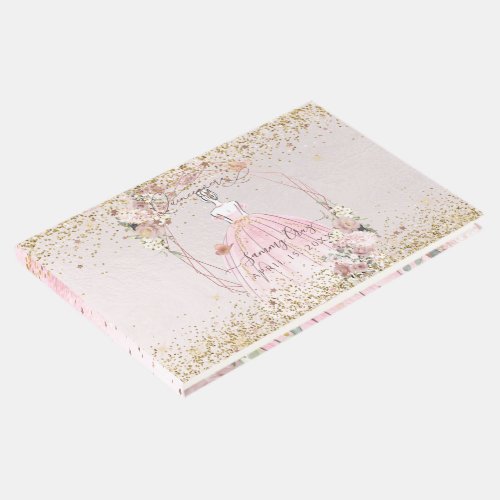 PixDezines Quinceanera Blush Pink Gold H2 Guest Book