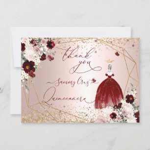 PixDezines Quinceanera Burgundy Gown Thank You In Invitation