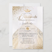 PixDezines Quinceanera Champagne Gold Glitter Gown Invitation (Back)