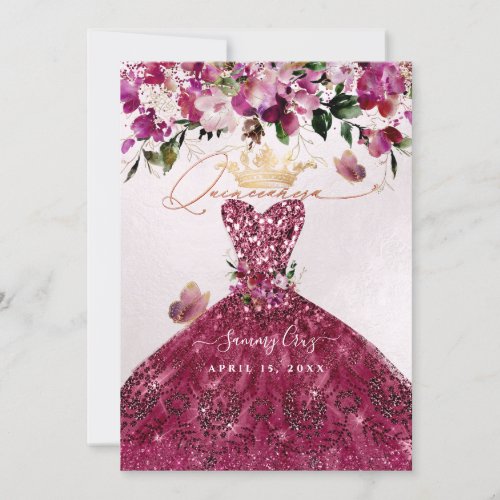 PixDezines Quinceanera Cherry Red Dress Invitation