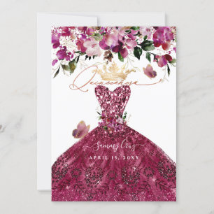PixDezines Quinceanera Cherry Red Dress Invitation