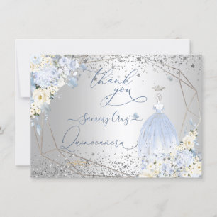 PixDezines Quinceanera Dusty Blue Dress Thank You Invitation