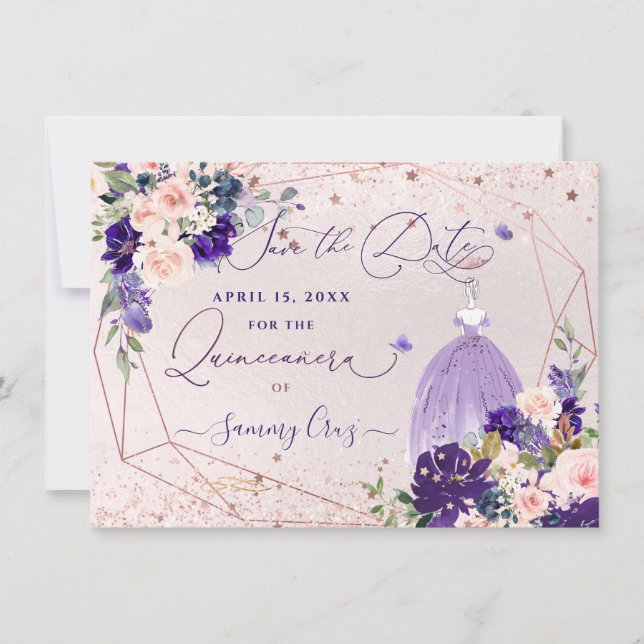 PixDezines Quinceanera Dusty Purple Dress  Invitat Invitation (Front)
