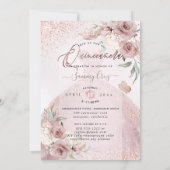 PixDezines Quinceanera Dusty Rose Glitter Gown Invitation (Back)