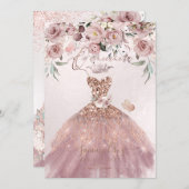 PixDezines Quinceanera Dusty Rose Glitter Gown Invitation (Front/Back)