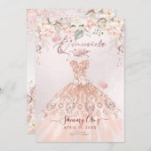 PixDezines Quinceanera Rose Gold Glitter Gown Invitation (Front/Back)