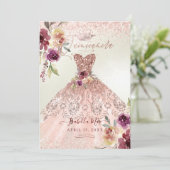 PixDezines Quinceanera Rose Gold Glitter Gown Invitation (Standing Front)