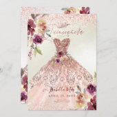 PixDezines Quinceanera Rose Gold Glitter Gown Invitation (Front/Back)