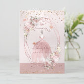 PixDezines Quinceanera Rose Gold H2 Flowers Dusty  Invitation (Standing Front)