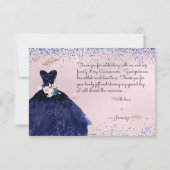 PixDezines Quinceanera Thank You Navy Blue Gown Invitation (Back)