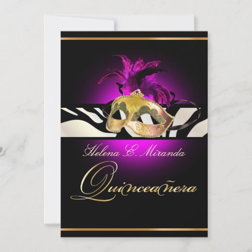 PixDezines QuinceneraMagenta ZebraDIY color Invitation