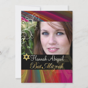 PixDezines Rainbow Bat Mitzvah Invites