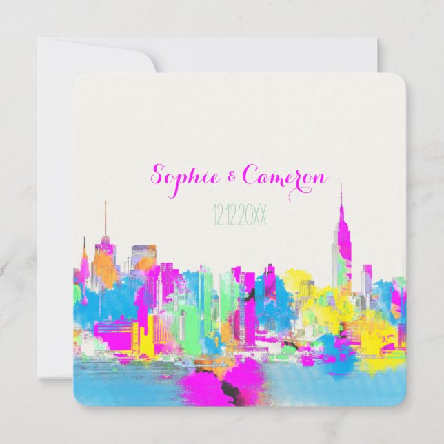 PixDezines rainbow/NYC/DIY background color Invitation (Front)