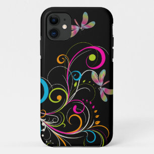 PixDezines Rainbow Swirls+Dragonfly/DIY color iPhone 11 Case