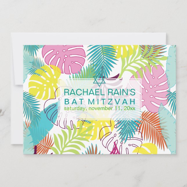 PixDezines rainforest bat mitzvah/luau Invitation (Front)