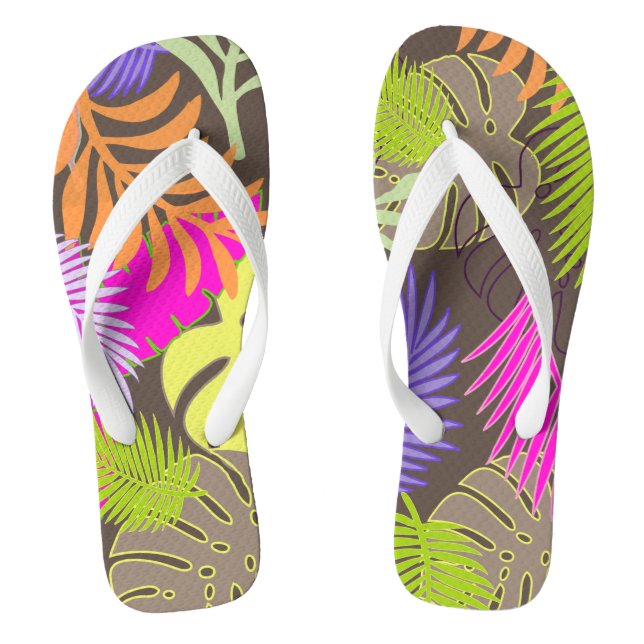 PixDezines rainforest/DIY background color Flip Flops (Footbed)