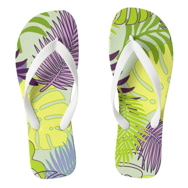 PixDezines rainforest/DIY background color Flip Flops (Footbed)