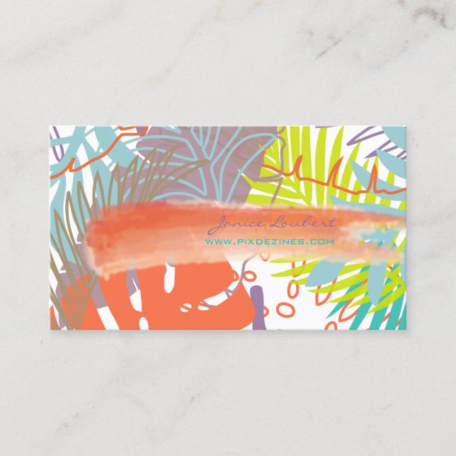 PixDezines rainforest/tropical foliage/DIY color Business Card (Front)