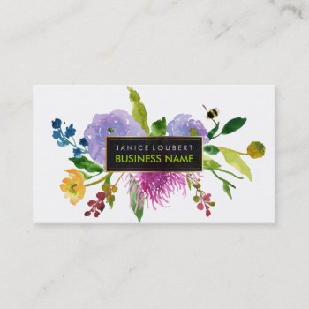 Pixdezines Ranunculus/watercolor/floral Business Card by Create_Business_Card at Zazzle
