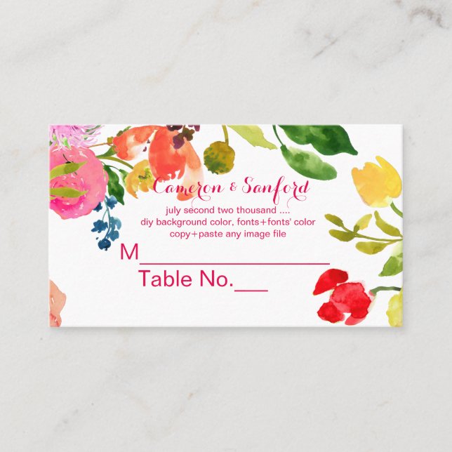 PixDezines ranunculus/watercolor/floral/place card (Front)