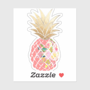 PixDezines Raspberry Aloha Pineapple, Faux Gold Sticker