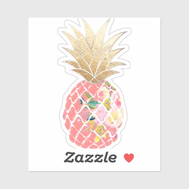 PixDezines Raspberry Aloha Pineapple, Faux Gold Sticker (Sheet)