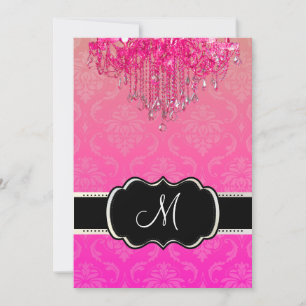PixDezines Raspberry Chandelier+Vendome Damask/5x7 Invitation