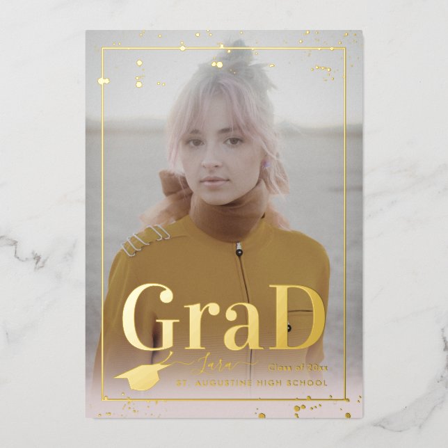 PixDezines Real Gold Foil Graduation Invitation (Front)
