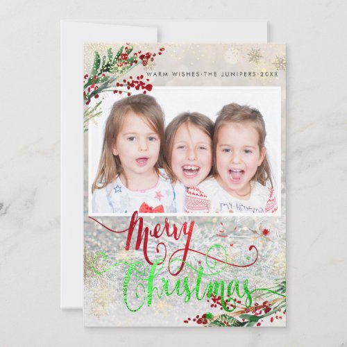 PixDezines Real Snow Bokeh Background Holiday Card