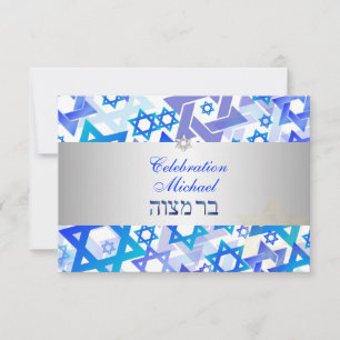 PixDezines reception bar mitzvah/blue/silver Invitation