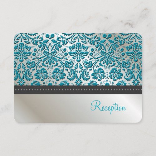 PixDezines reception/Baroque faux foil lace/teal Personalized Announcement