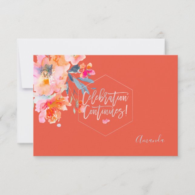PixDezines Reception Watercolor Flowers Mitzvah ✡ RSVP Card (Front)