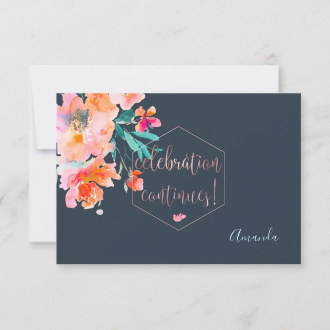 PixDezines Reception Watercolor Flowers Mitzvah ✡ RSVP Card (Front)