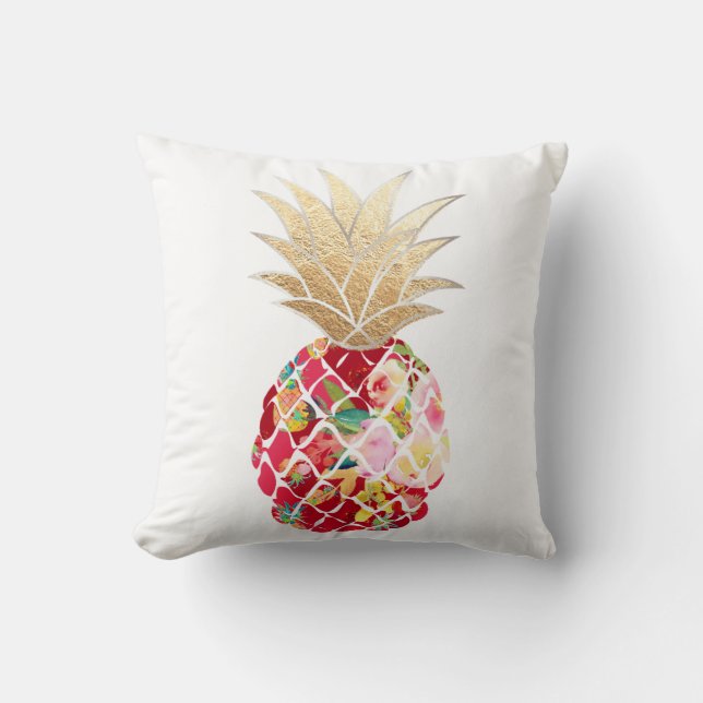 PixDezines Red Aloha Pineapples/DIY background Throw Pillow (Front)