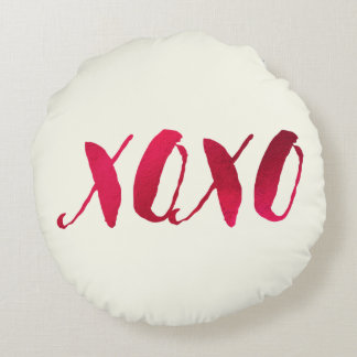 PixDezines Red/Gold/Hearts/DIY background Round Pillow